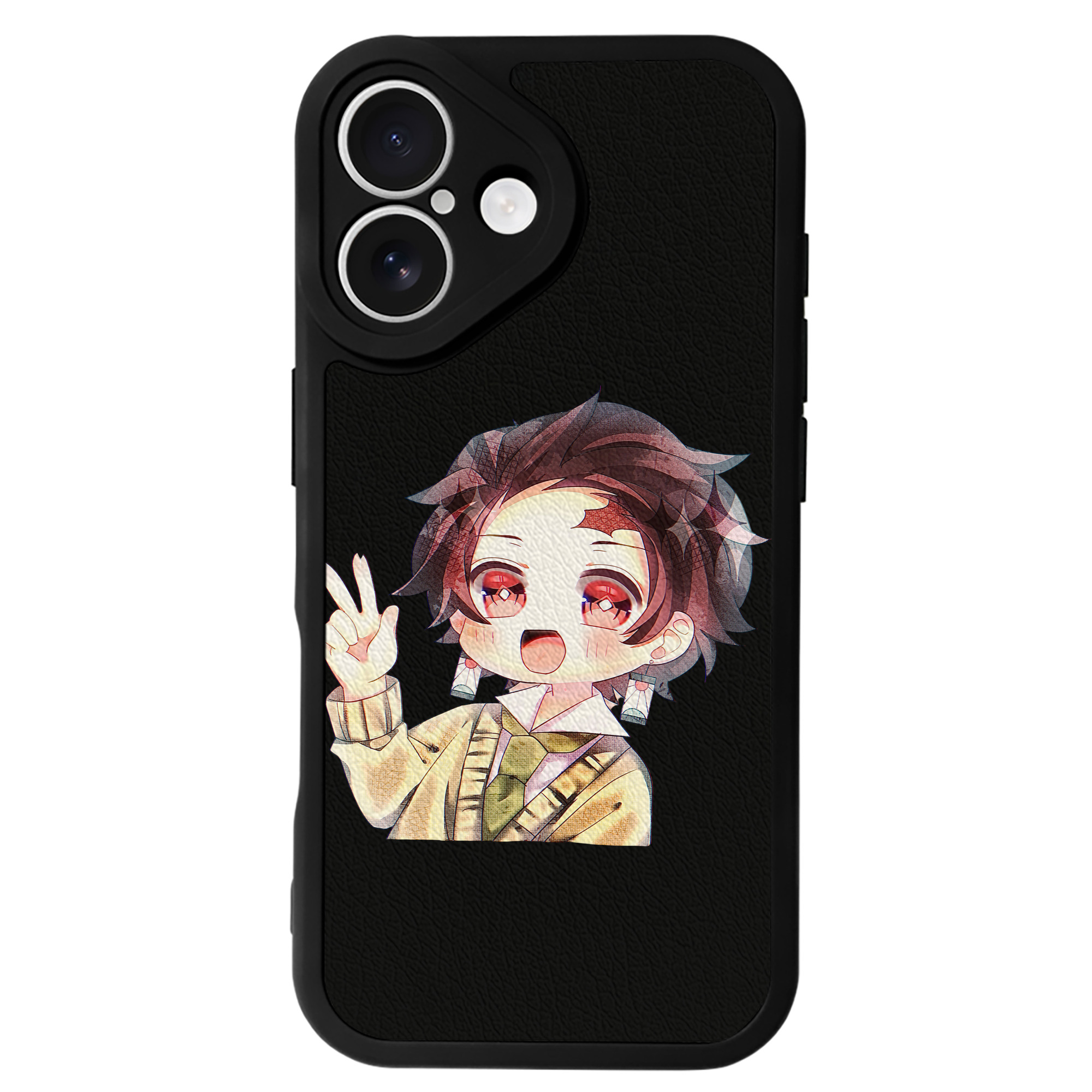 （画像用） 鬼滅の刃 竈門 炭治郎／かまど たんじろう Kamado Tanjirou 【iPhone 16シリーズ対応】シリコンスマホケース（レザー調） 材質：シリコン